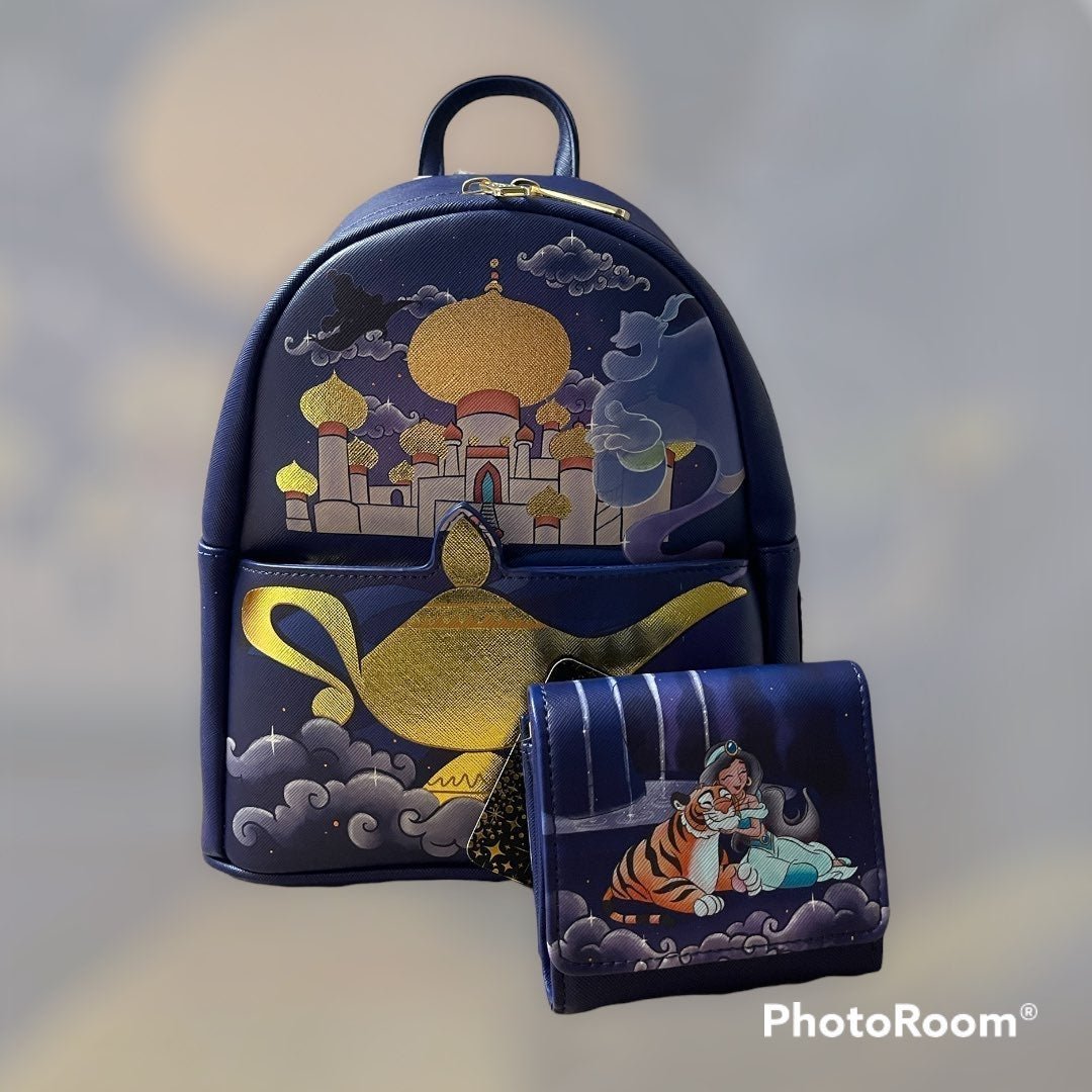 Princess Jasmine Mini Backpack Aladdin & Wallet Set Loungefly NWT