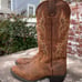 Justin Stampede Western Cowboy Boots Mens 9D Pull On Apache Brown Leather 2551