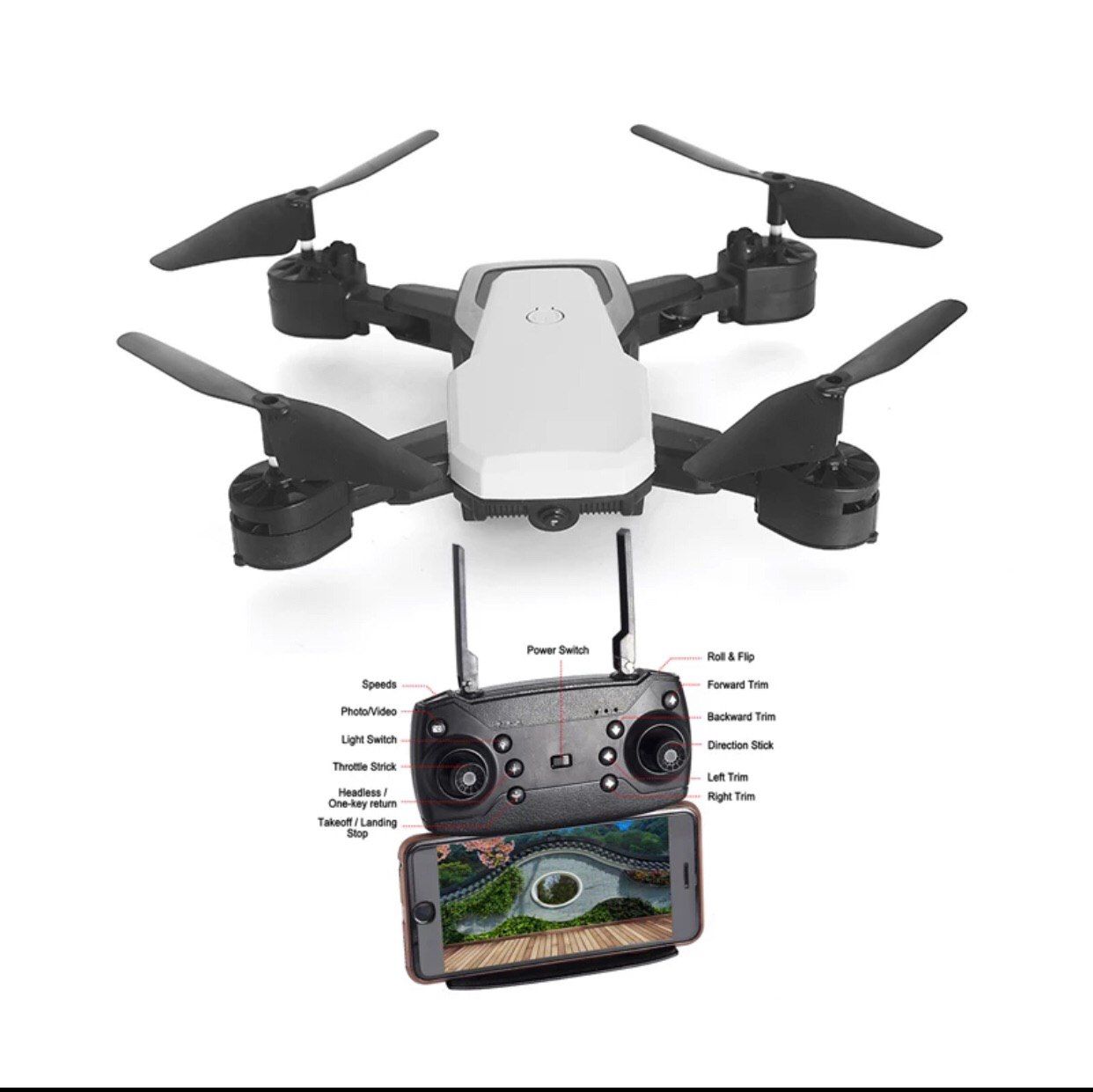 White drone with camera