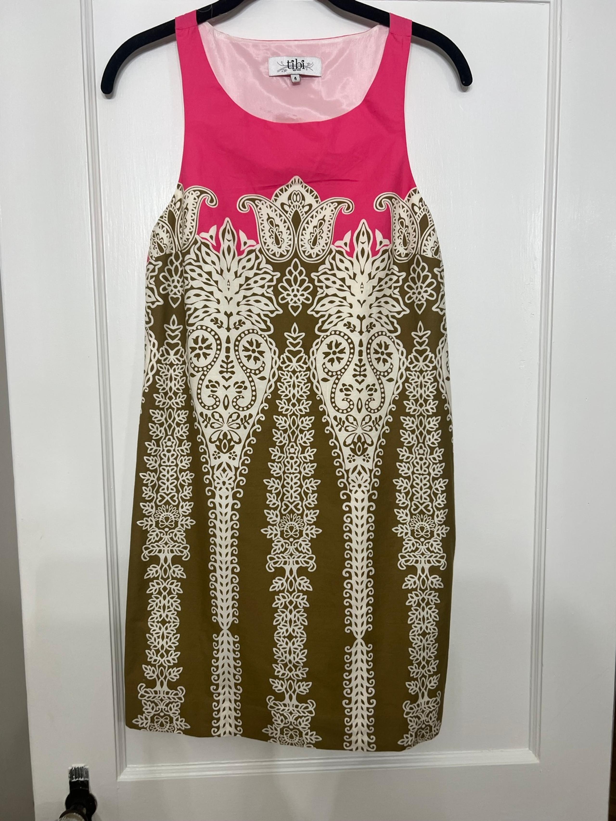 Tibi pink printed racerback mini dress size 4