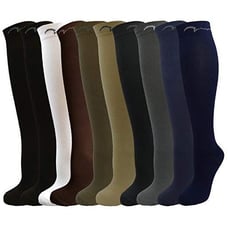 10 Pair Graduated Knee-High Socks, Comfort Blend- M/L