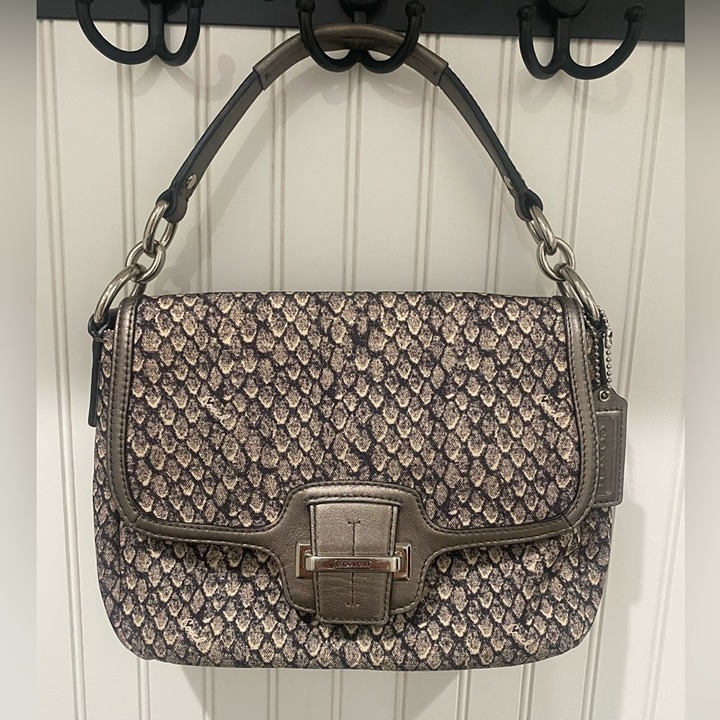Coach Snake Skin 2013 Taylor Purse Tan Gray