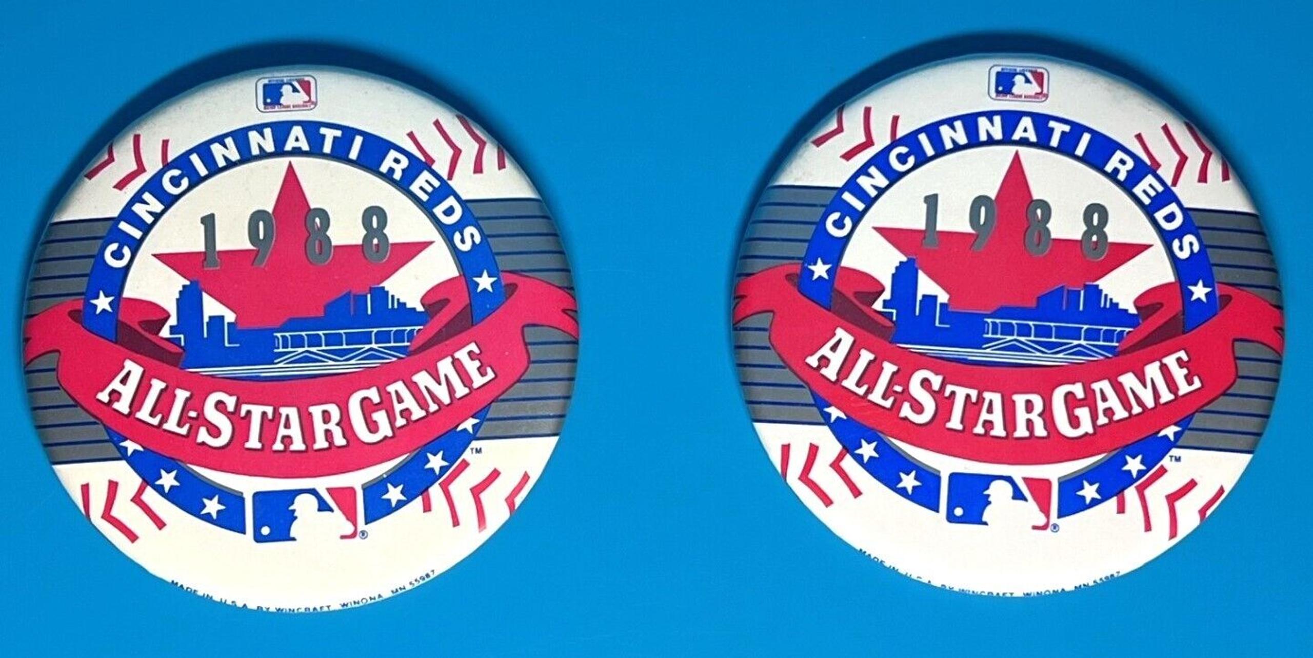 Vintage 1988 CINCINNATI REDS All Star Game Pinback Button Lot (2) Official MLB