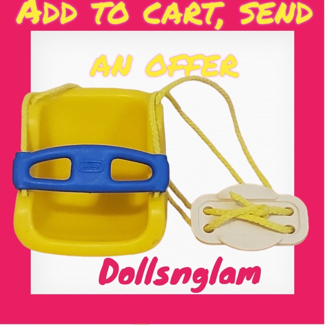 Vintage Little Tikes Dollhouse Yellow Baby Swing Ropes Front Porch Replacement