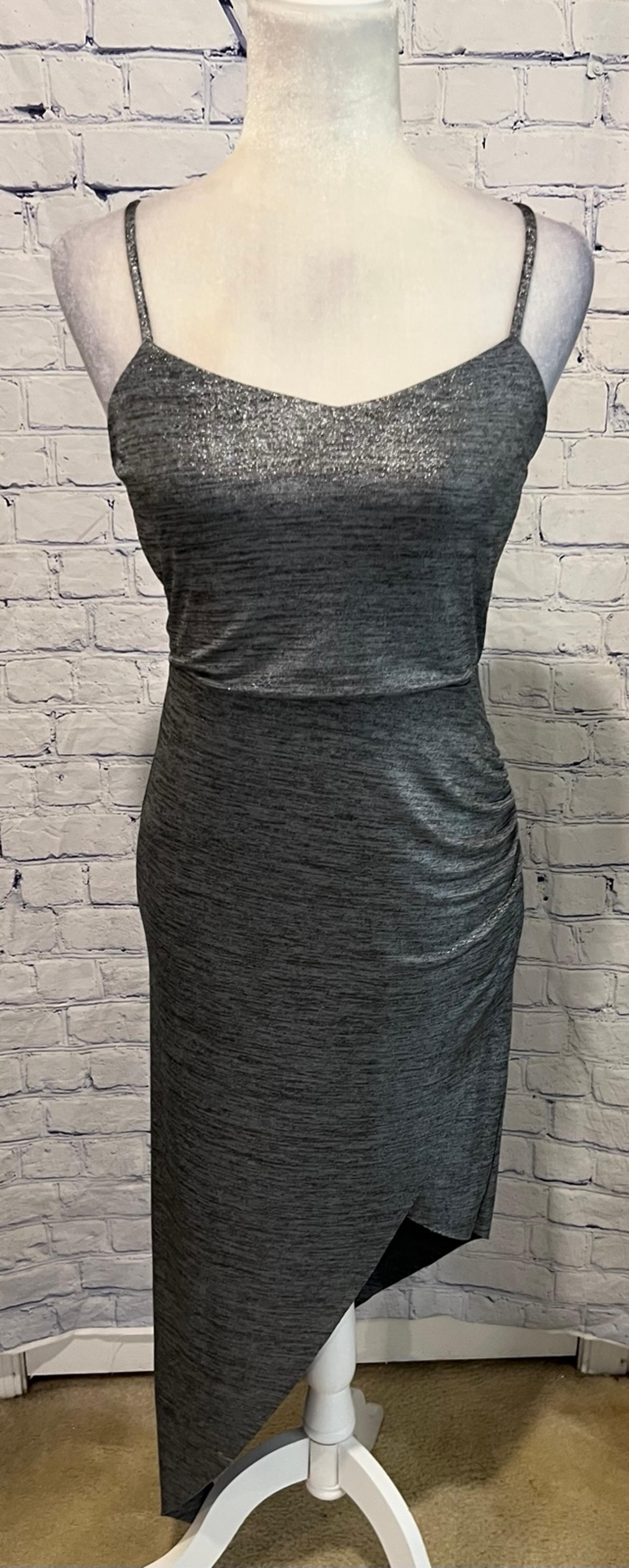 BCBG Generation Metallic silver dress With Adjustable Straps Size Small