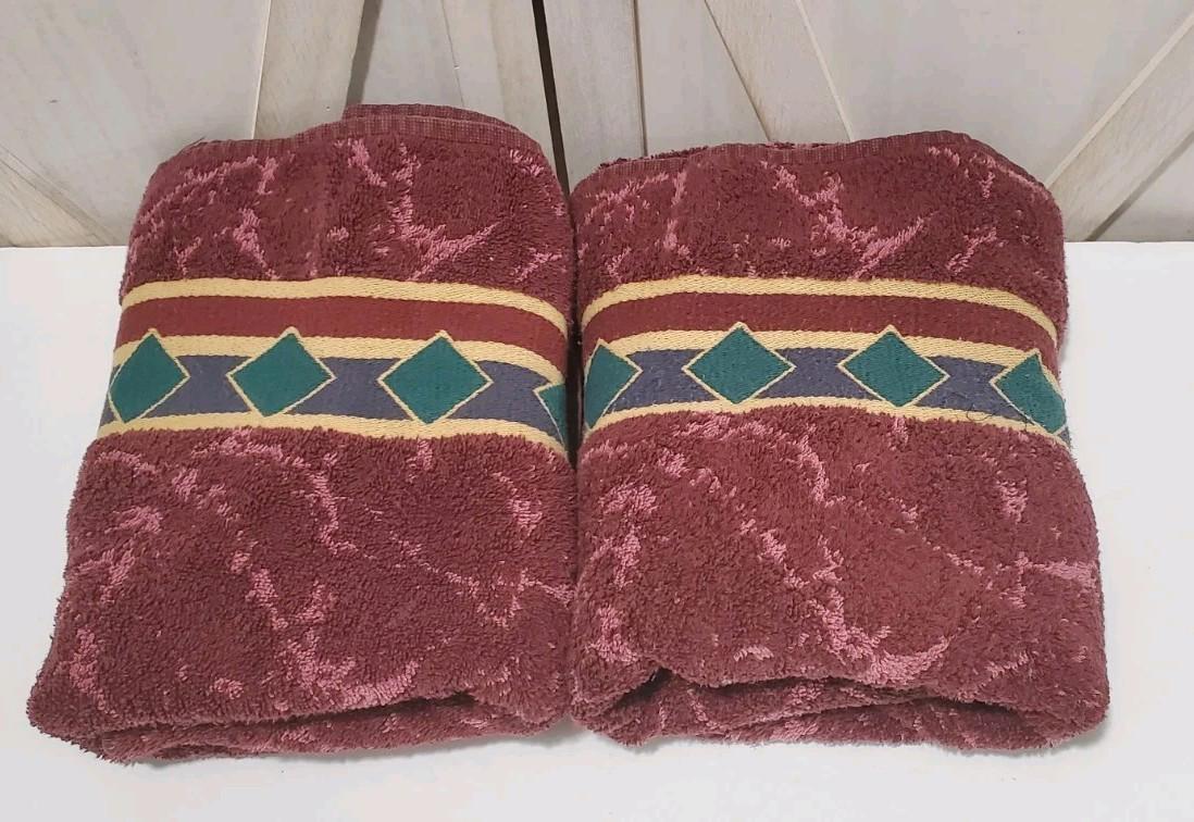 Vintage Springs Bath Fashion Bath Towel Set 90s Marble Burgundy Maroon 21x44