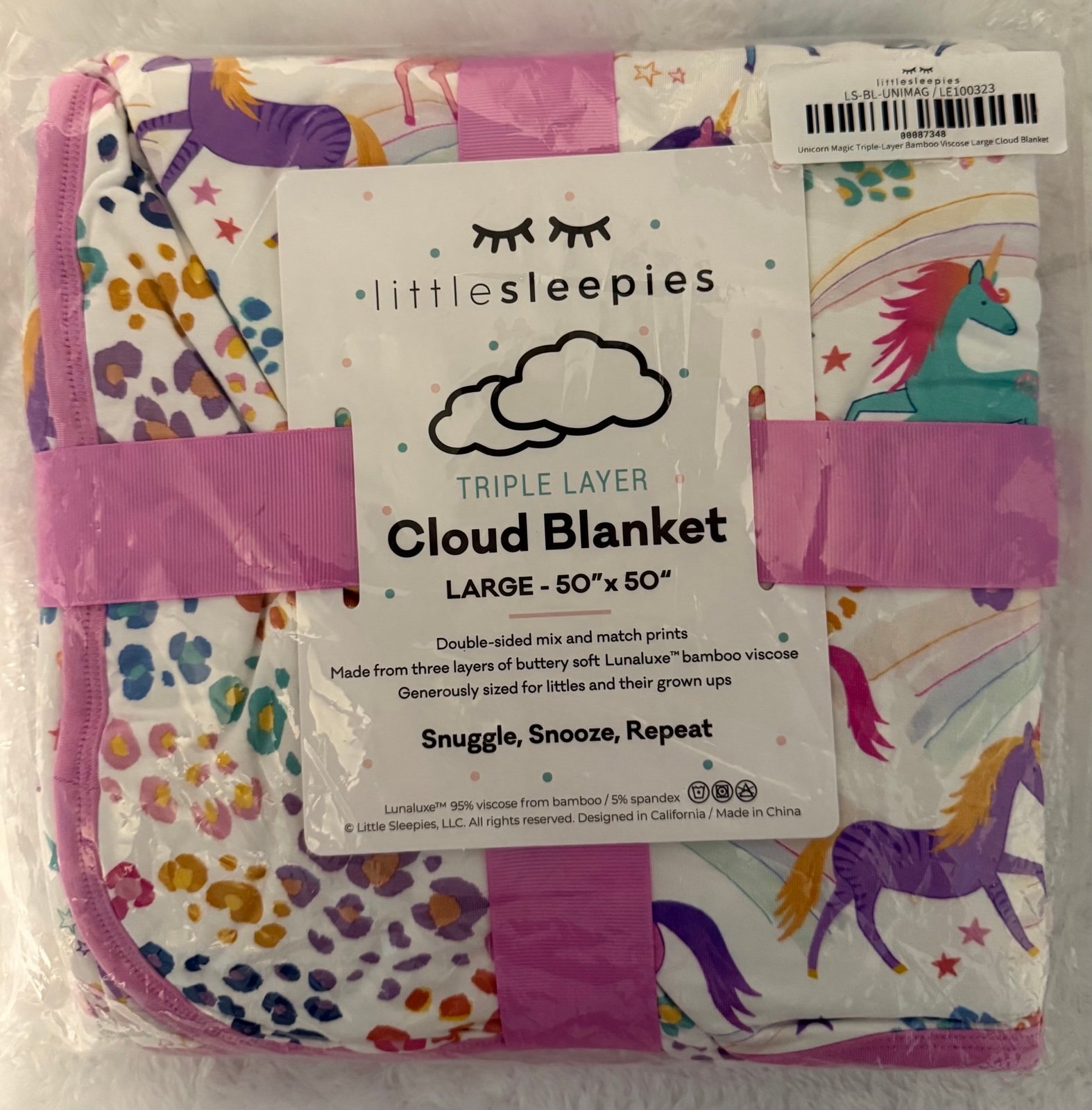 NIB Little Sleepies Unicorn Magic Cloud Blanket