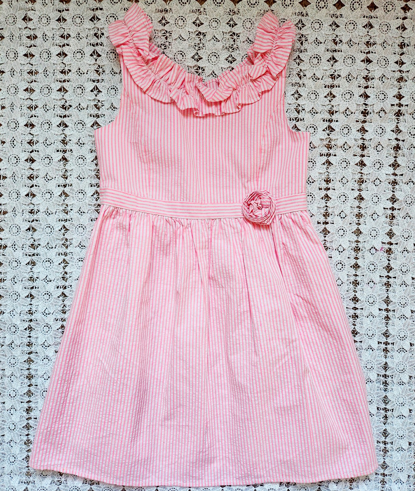 Lilly Pulitzer Georgina Pink Tropics seersucker girl dress