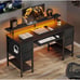 Computer Desk 55 With LED Lights & Power Outlets, Home Office Desk
