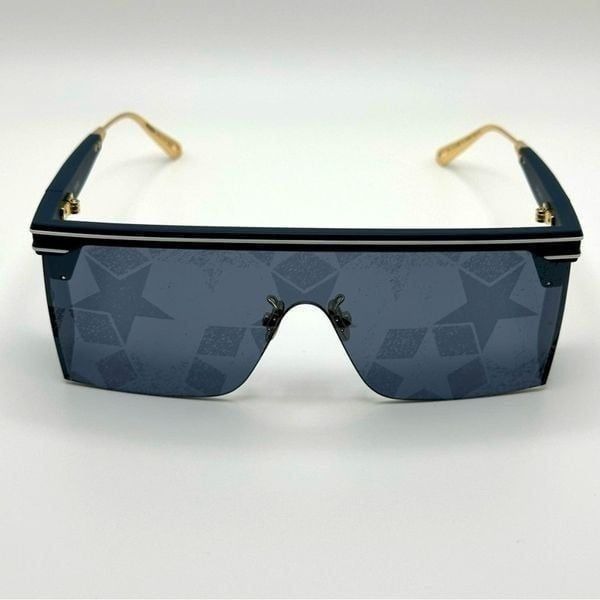 NEW DIORCLUB M1U 31B7 Matte Navy Blue/Silver Mirrored with Blue Star Monogram