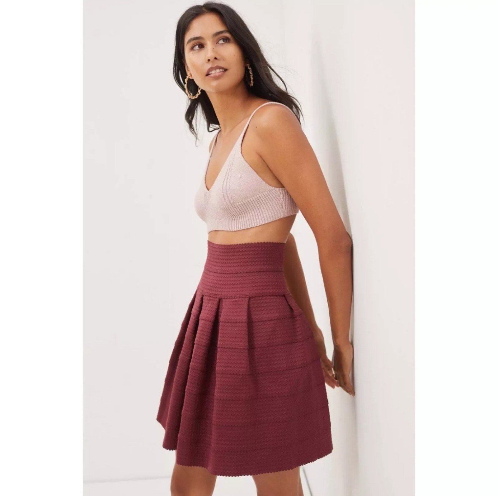 Anthropologie Girls From Savoy Full Pleat Structure Ponte Skirt XS Small NWT140