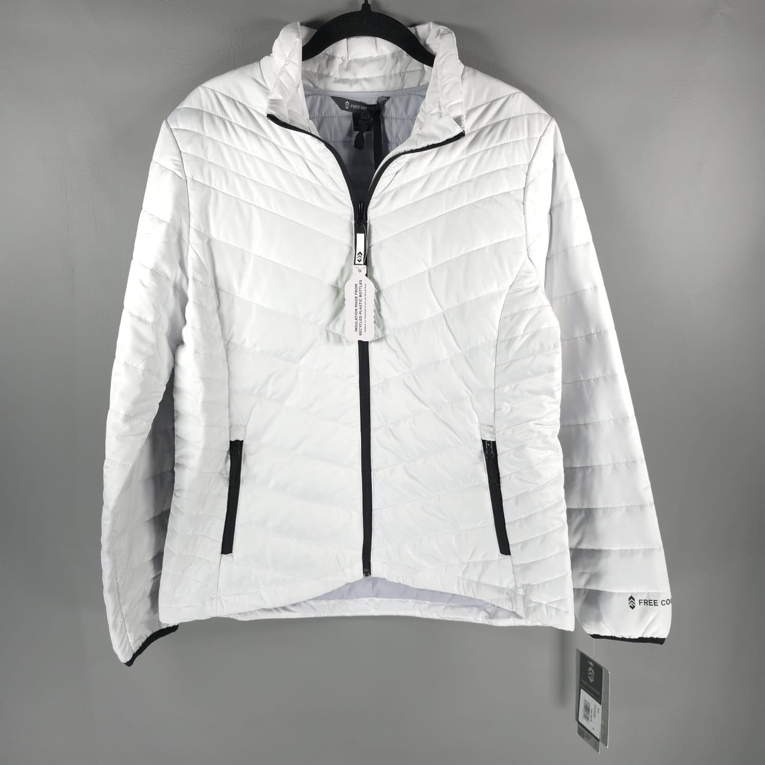 NWT FREE COUNTRY Full Zip White Outside Jacket w/Pockets 513LOF2220 Size M