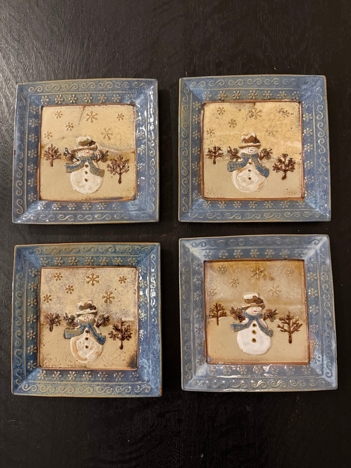 Lot of 4 St Nicholas Square plates Forest Friends - 9.25” glazed stoneware