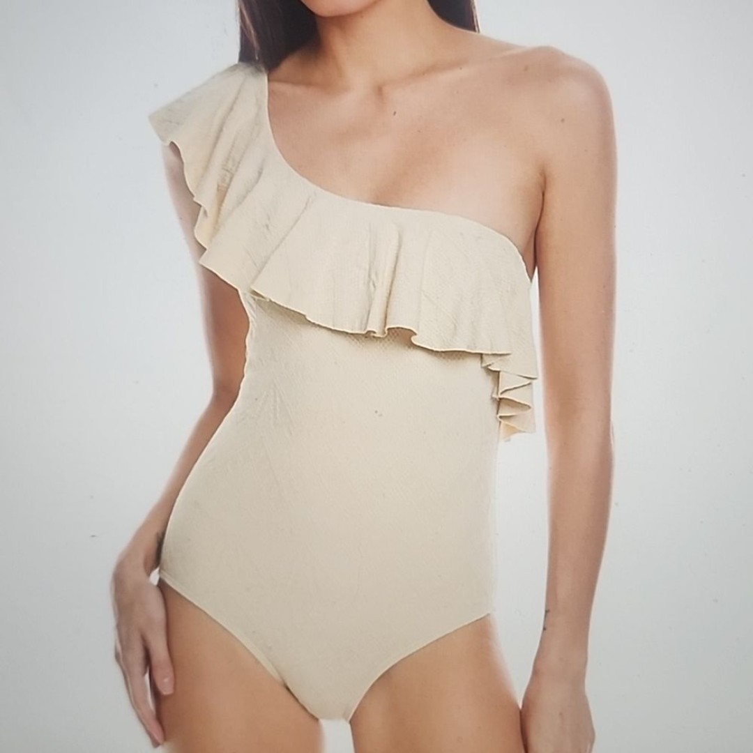 SHOSHANNA ONE SHOULDER RUFFLE ONE PIECE SWIMSUIT SIZE 10