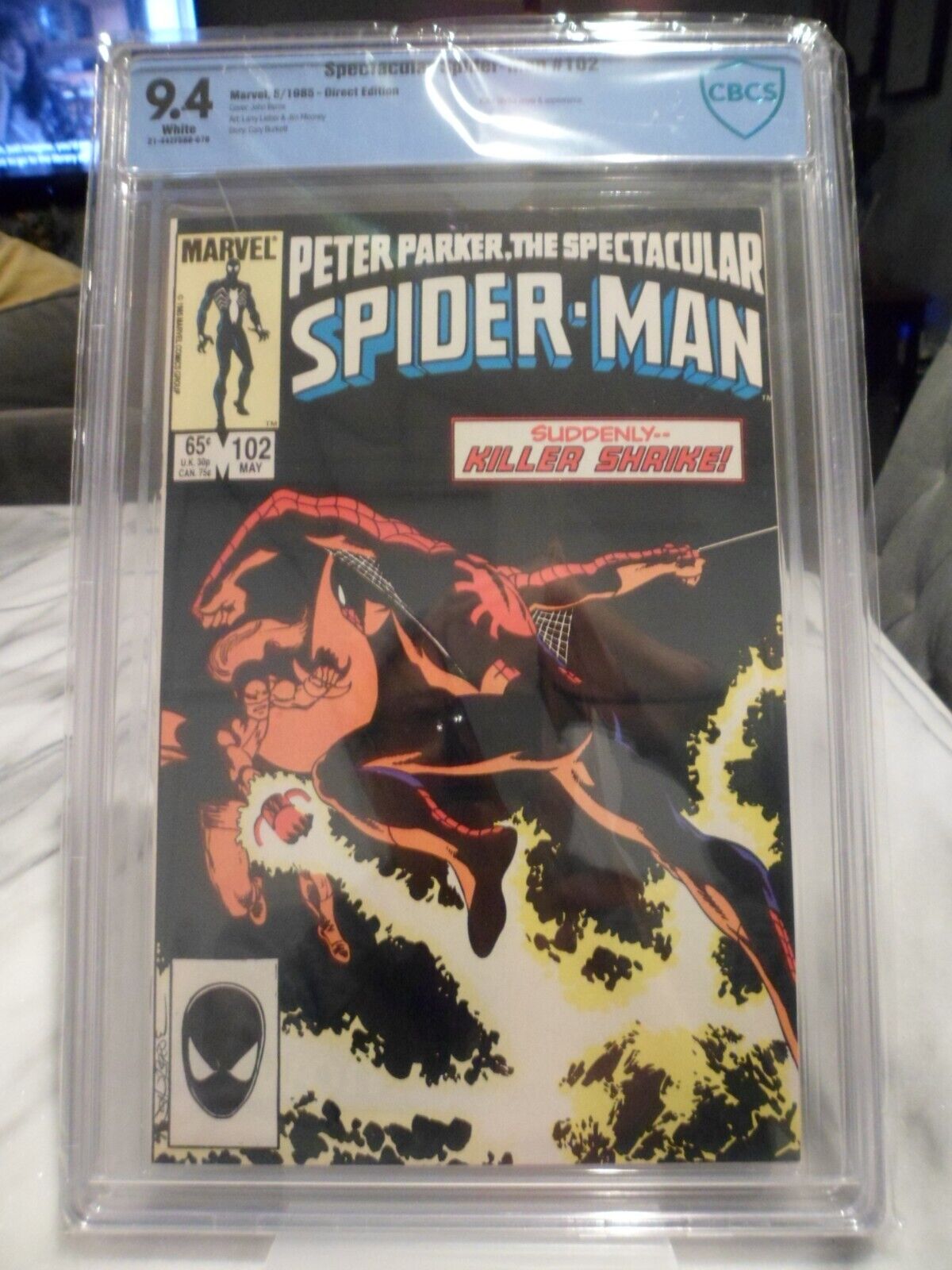 Spectacular Spider-Man #102 CBCS 9.4 Marvel Comics 1985 Killer Shrike Non CGC