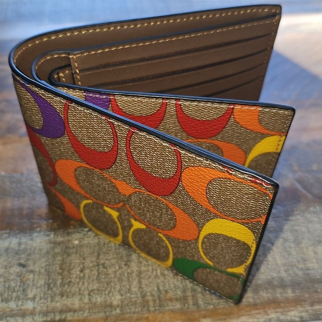 Coach 3 In 1 Wallet In Rainbow Signature Canvas