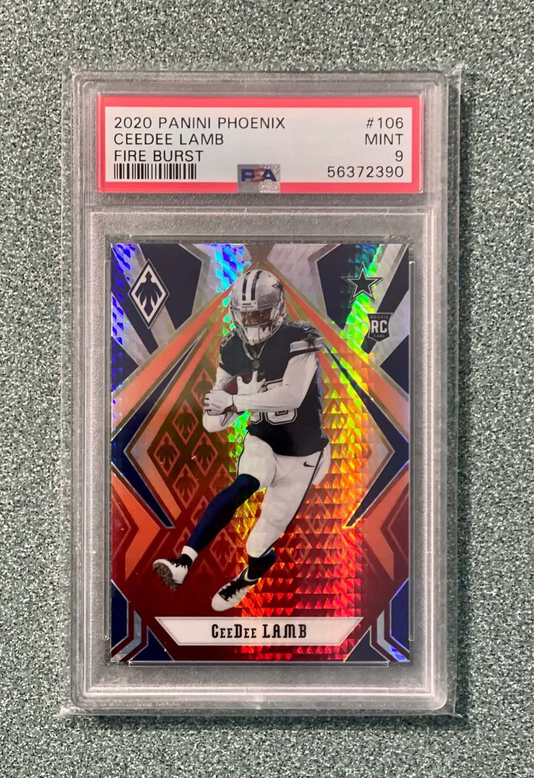 2020 Panini Phoenix #106 CeeDee Lamb RC Fire Bust PSA 9 Cowboys