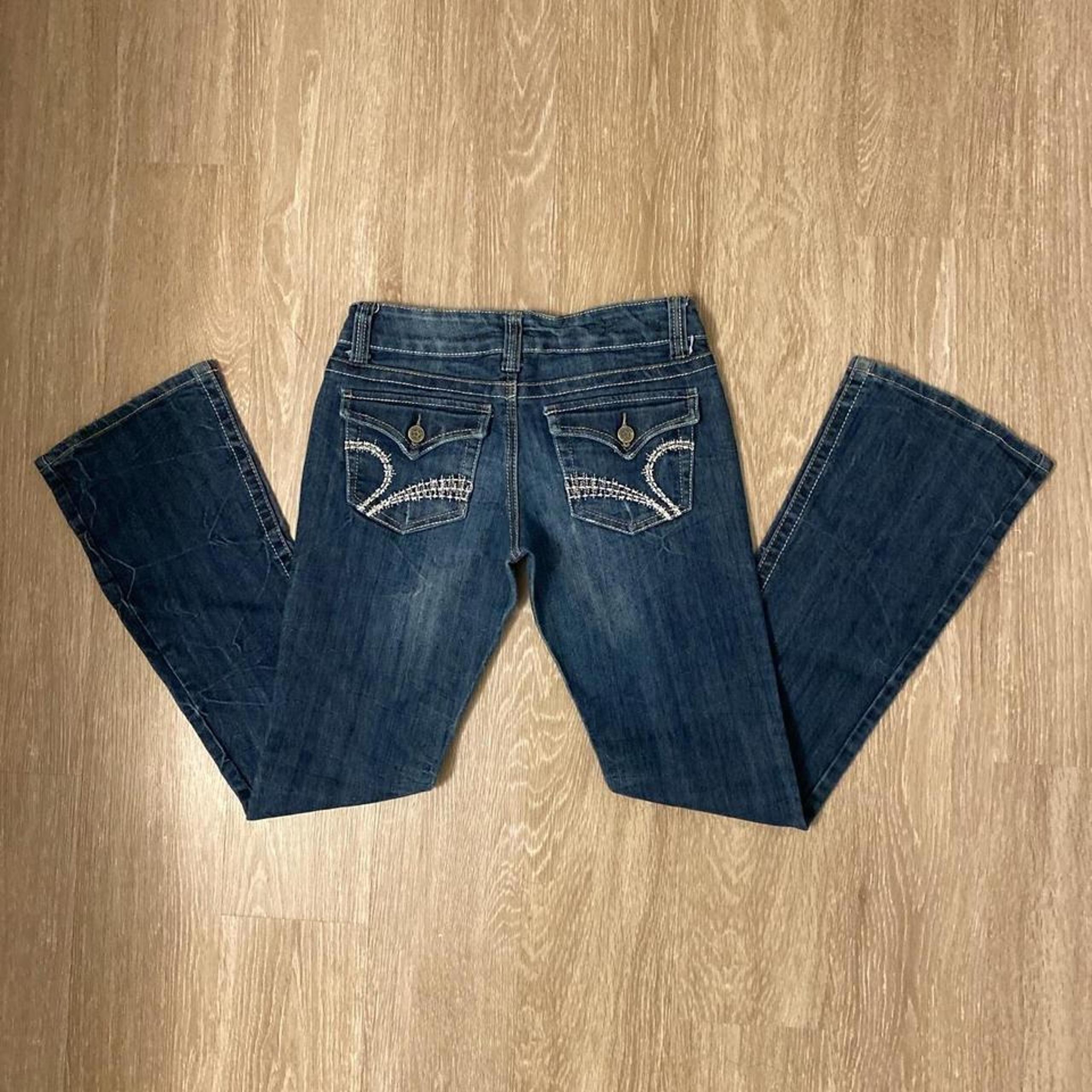 Dark wash Vanilla Star low rise flare jeans