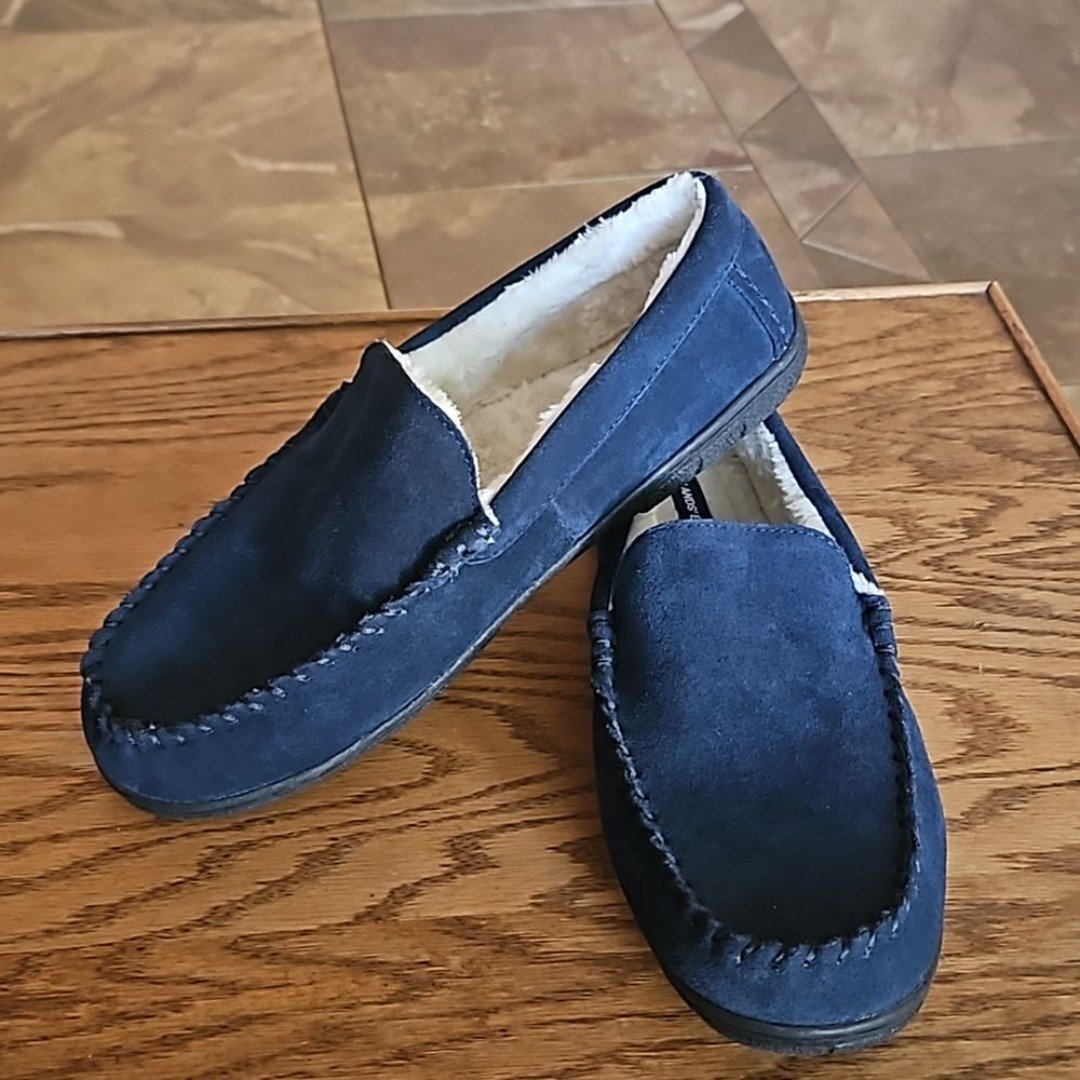 Lands' End Men's Suede Leather Moccasin Slippers Indoor Outdoor - men's 13EE