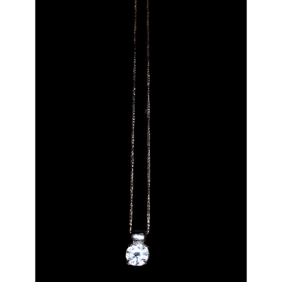 Sterling silver CZ solitaire beautiful necklace-very dainty