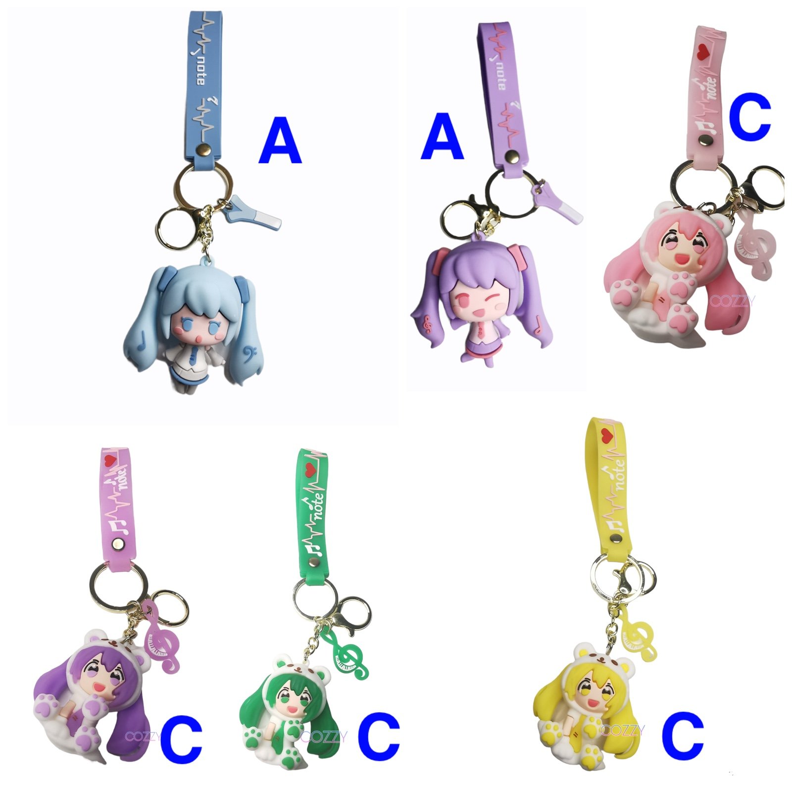 Bundle of 6pcs Hatsune Miku Keychain Anime Keychain