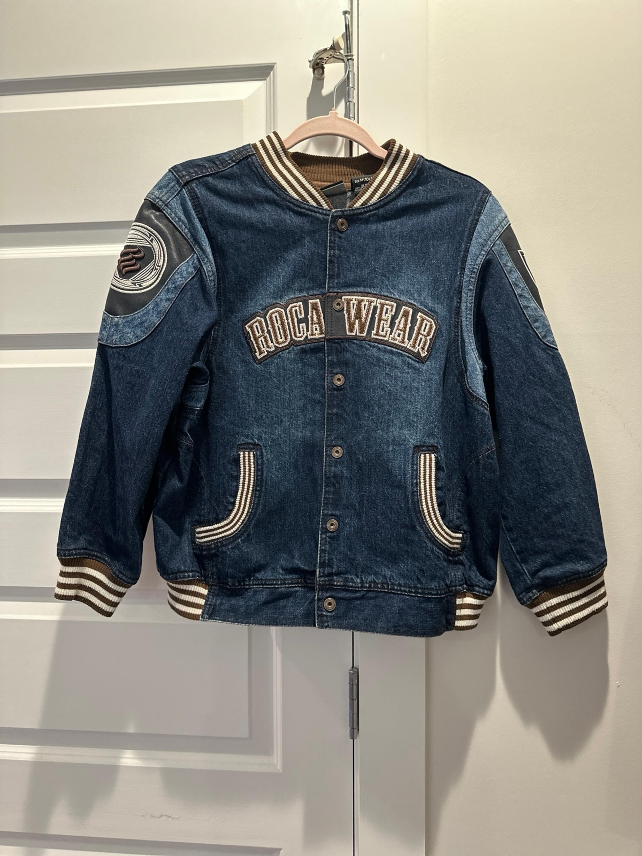 Vintage Brown Denim Rocawear Varsity Jacket