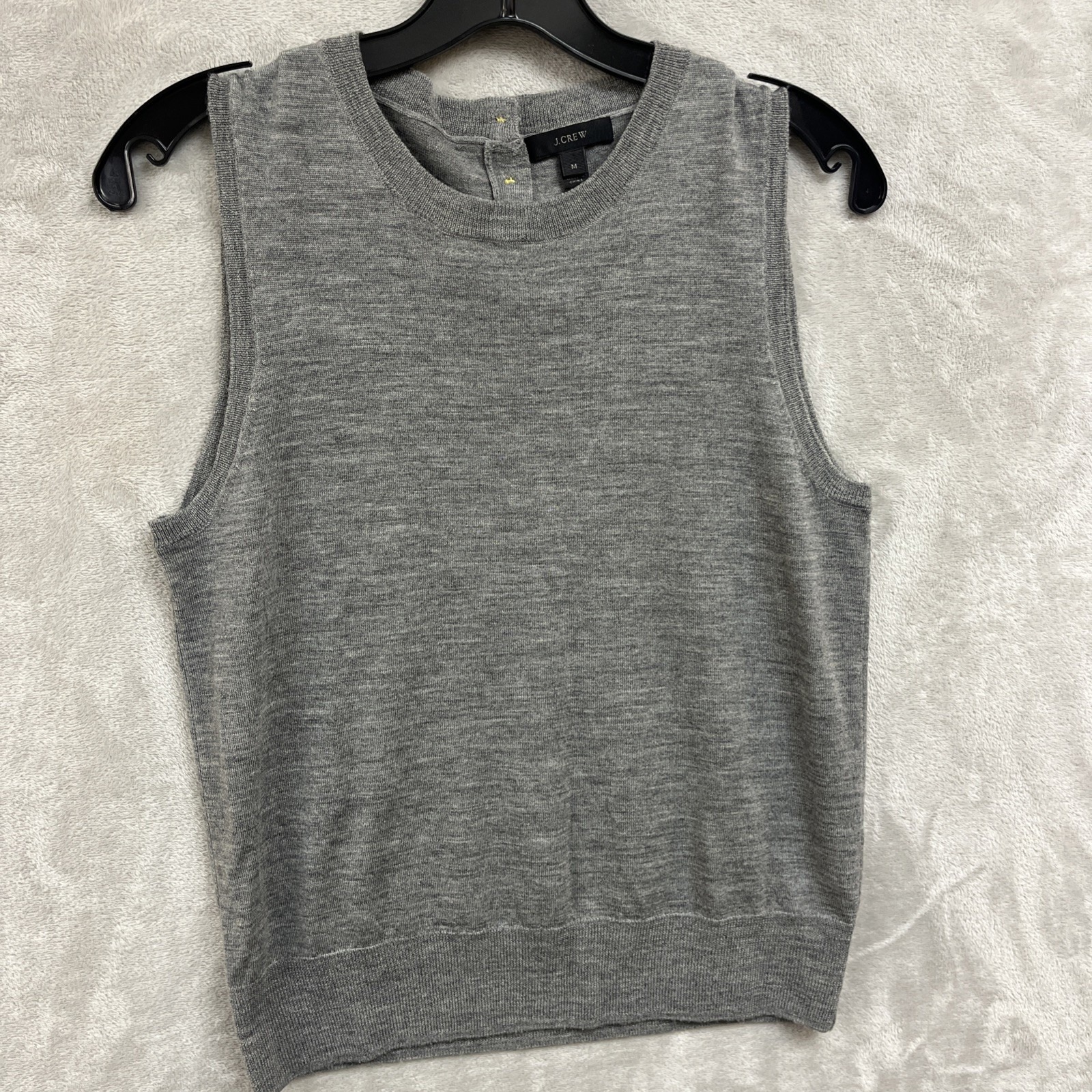 J. Crew Top Women's M 100% Merino Wool Sleeveless Knit Pullover Gray Vest Preppy