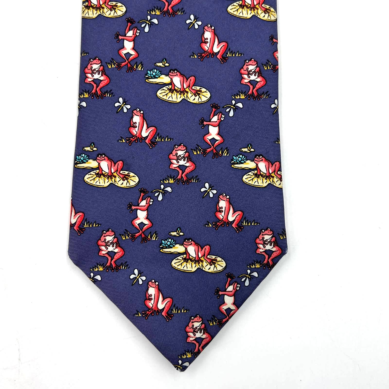 Hilditch & Key Silk Tie Frog Motif Purple