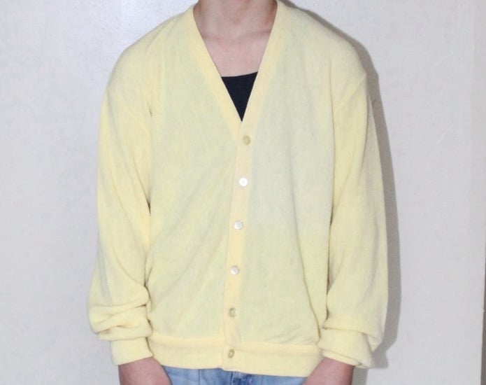 Vintage Lord Jeff Jefflinks Yellow Dupont Orlon Button Cardigan Sweater Men’s XL