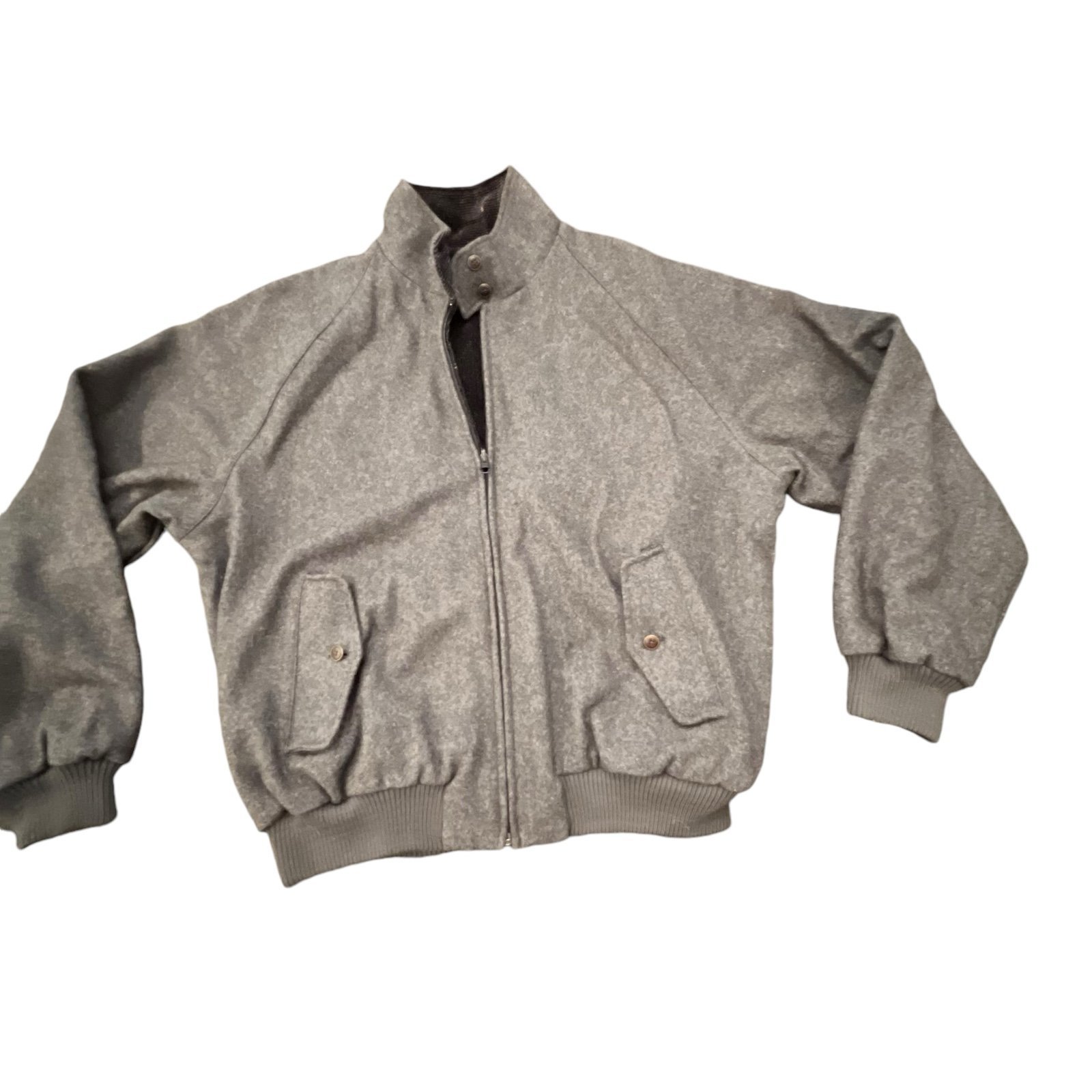 Vtg Nordstrom Reversible Bomber Jacket Mens XL Gray / Corduroy Wool Blend EUC