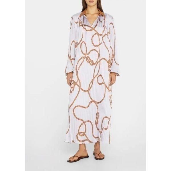 LAFAYETTE 148 NEW YORK Printed Plisse Dress Lavender, Brown Size XS