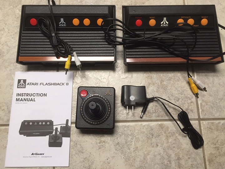 2 x ATARI Flashback 8 & 2 Consoles with BUILT IN GAMES Cords + Controller Lot