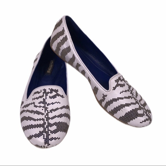 White/Brown Roberto Cavalli flats Sz 36