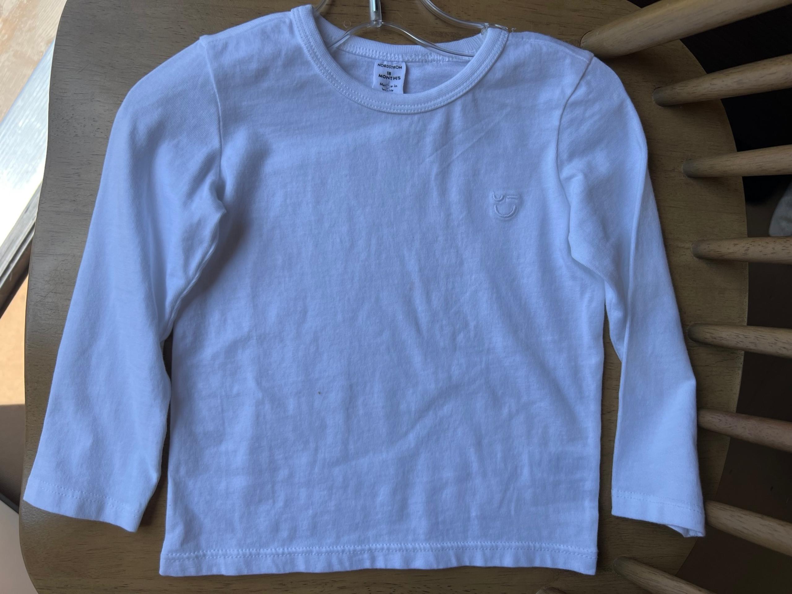 Nordstrom Solid White Long Sleeve Tee- Size 18 months