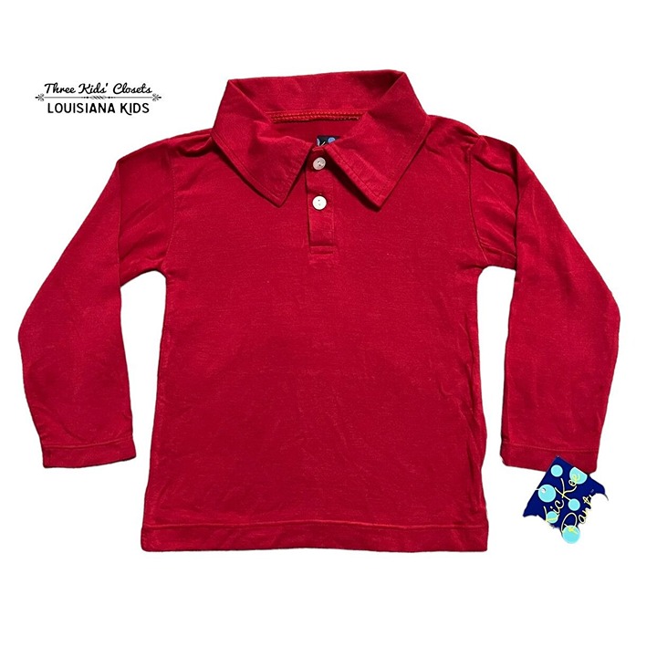 NEW Kickee Pants 18-24m Crimson Red Long Sleeved Polo Shirt