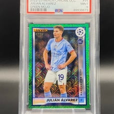 Julian Alvarez 2022 Topps Merlin Chrome UCC Green Mojo RC /99 #94 PSA 9