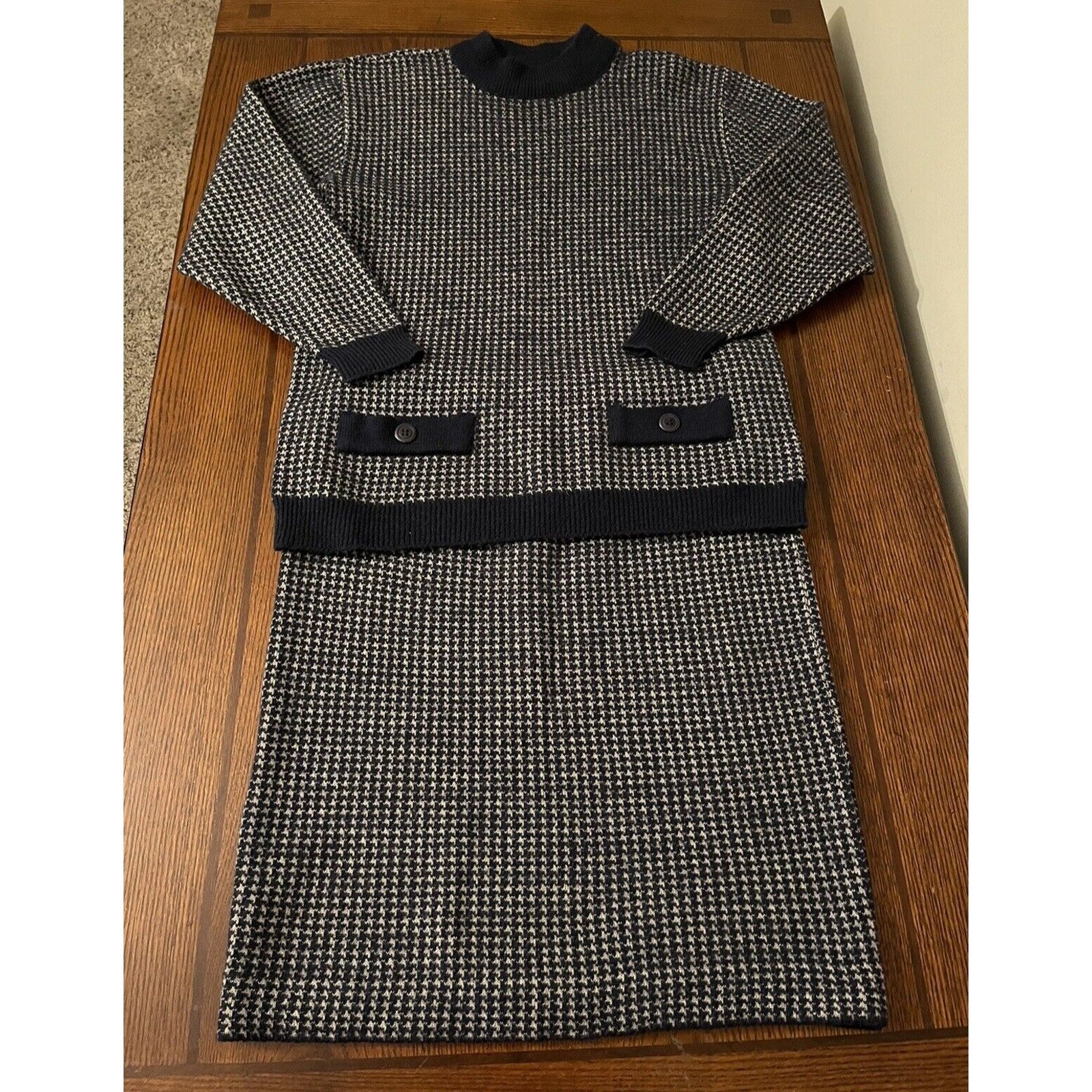 Miss Pendleton Small Skirt Medium Pullover Sweater Jacket Wool Navy Blue Vintage
