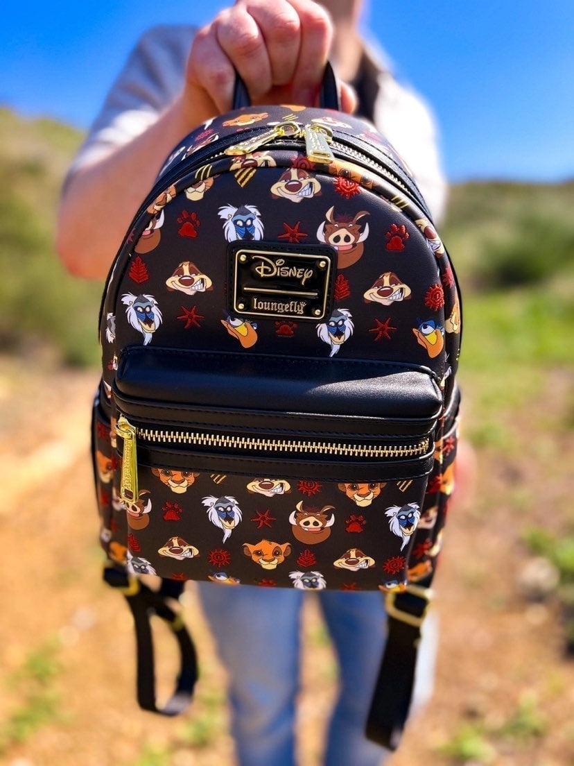 Loungefly Lion King faces simba mufasa face Aop embroidered backpack heads
