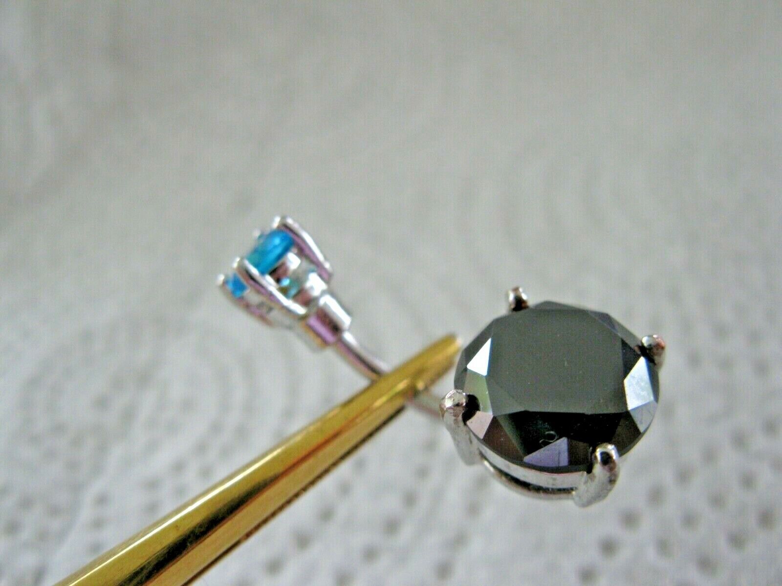 4.95ctw DOUBLE BLACK DIAMOND & BLUE TOPAZ BELLY RING,CERTIFICA TE,FREE DIA TESTE