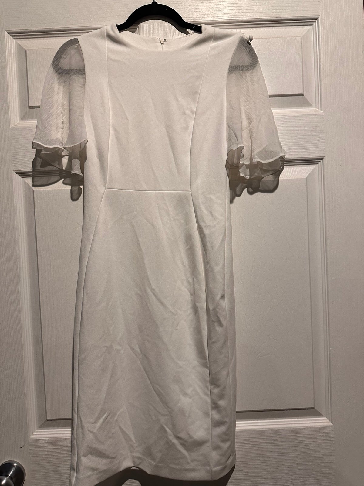 Calvin Klein Women's White Flutter-Sleeve Sheath Dress Size 2