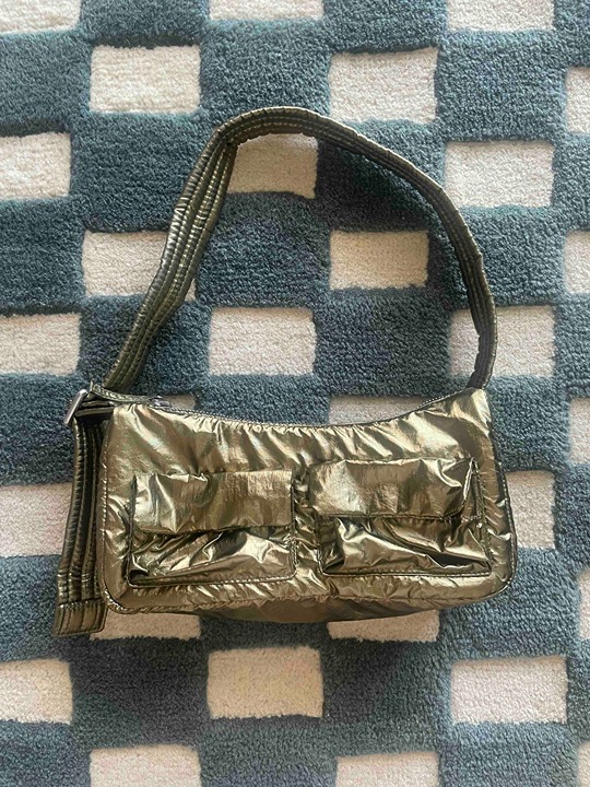BAGGU Deadstock Metallic Cargo Shoulder Bag (Brass) NWOT