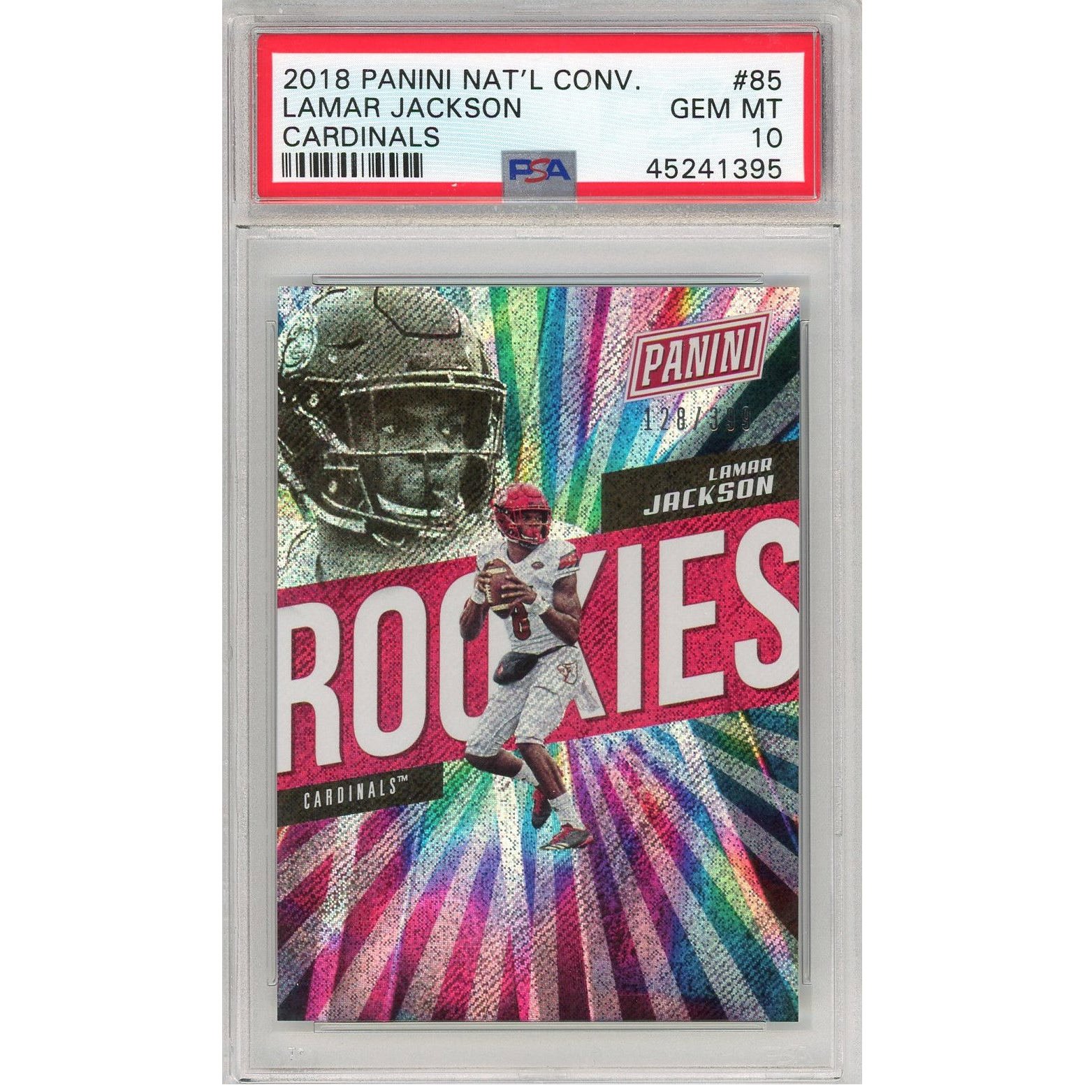 Graded 2018 Panini National Convention Lamar Jackson #85 Cardinals #/399 Rookie