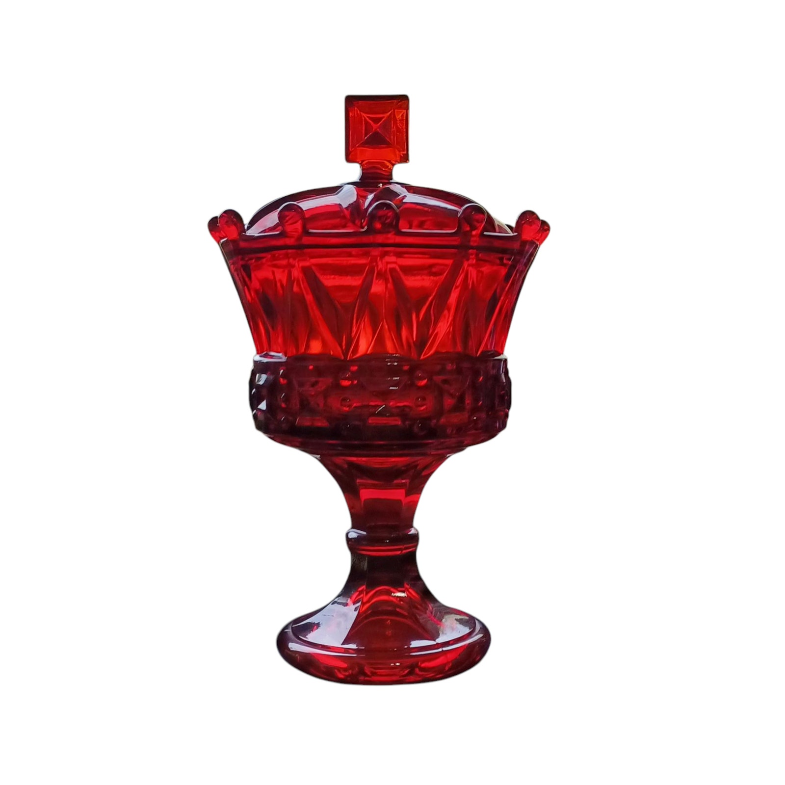 Vintage Fostoria Glass Windsor Crown Collection Ruby Red Chalice Glass
