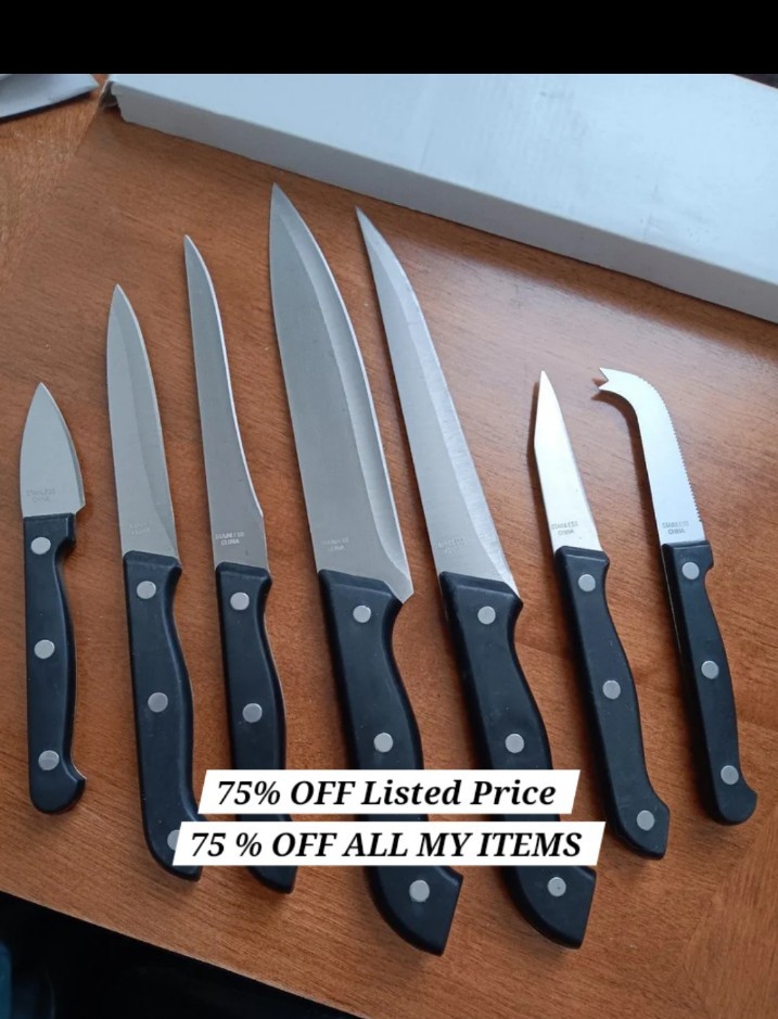 Vtg New 7 piece Kitchen Knives Set