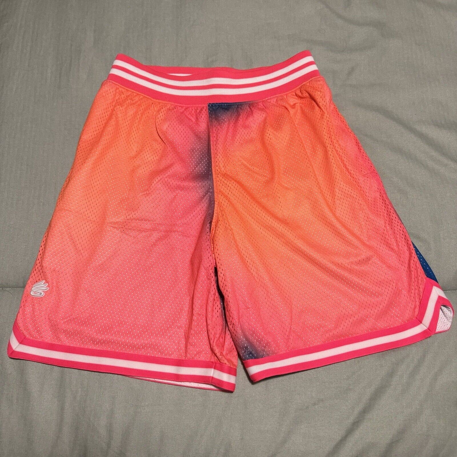 Under Armour Men's Curry Heavy Mesh 8 Shorts-Pink/White/Orange/Blue Size Small