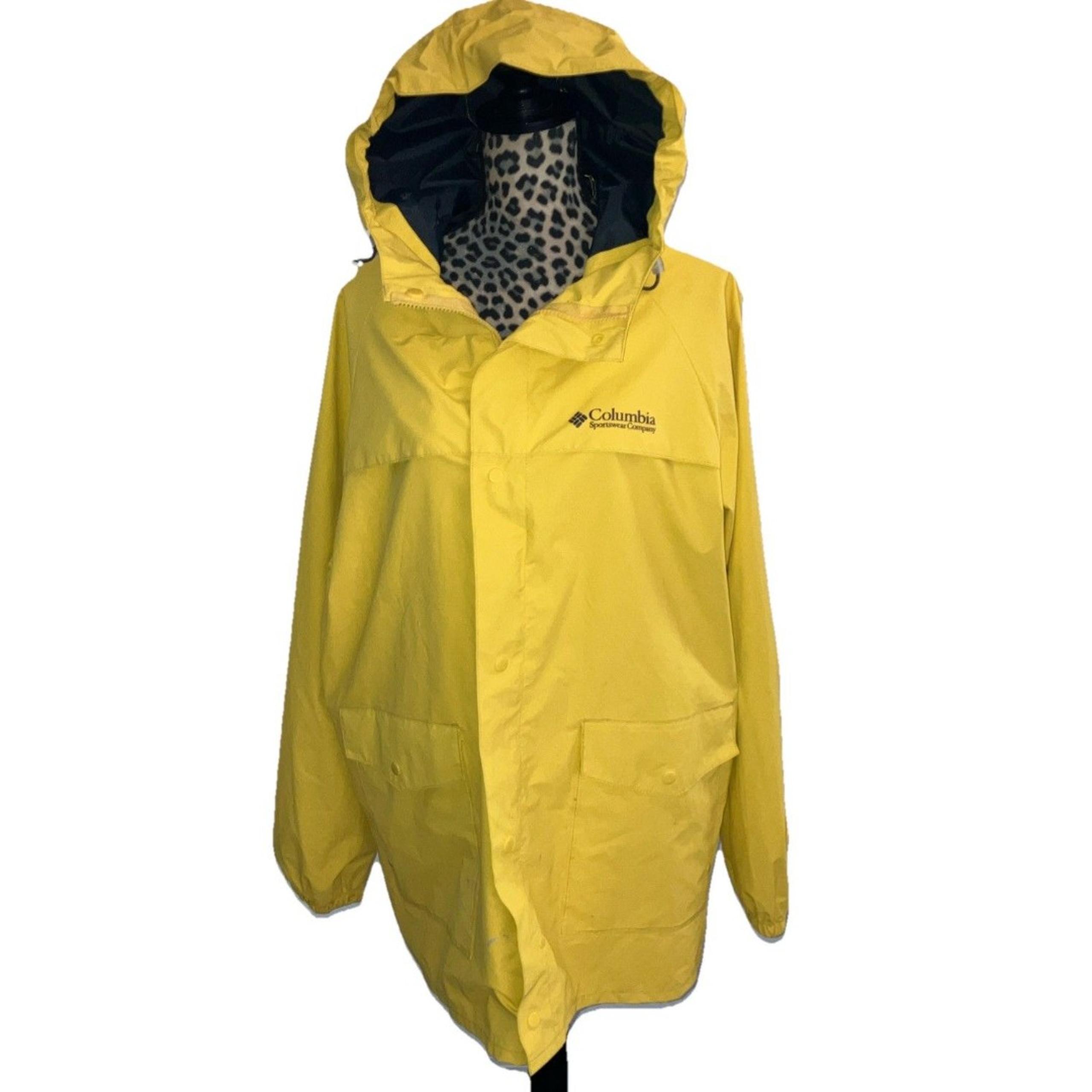 Columbia Sportswear Men’s Outdoor Rain Jacket L Yellow Full Zip Hooded  52”chest