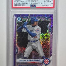 Cristian Hernandez /250 Purple Shimmer Cubs 1st Bowman Chrome Card