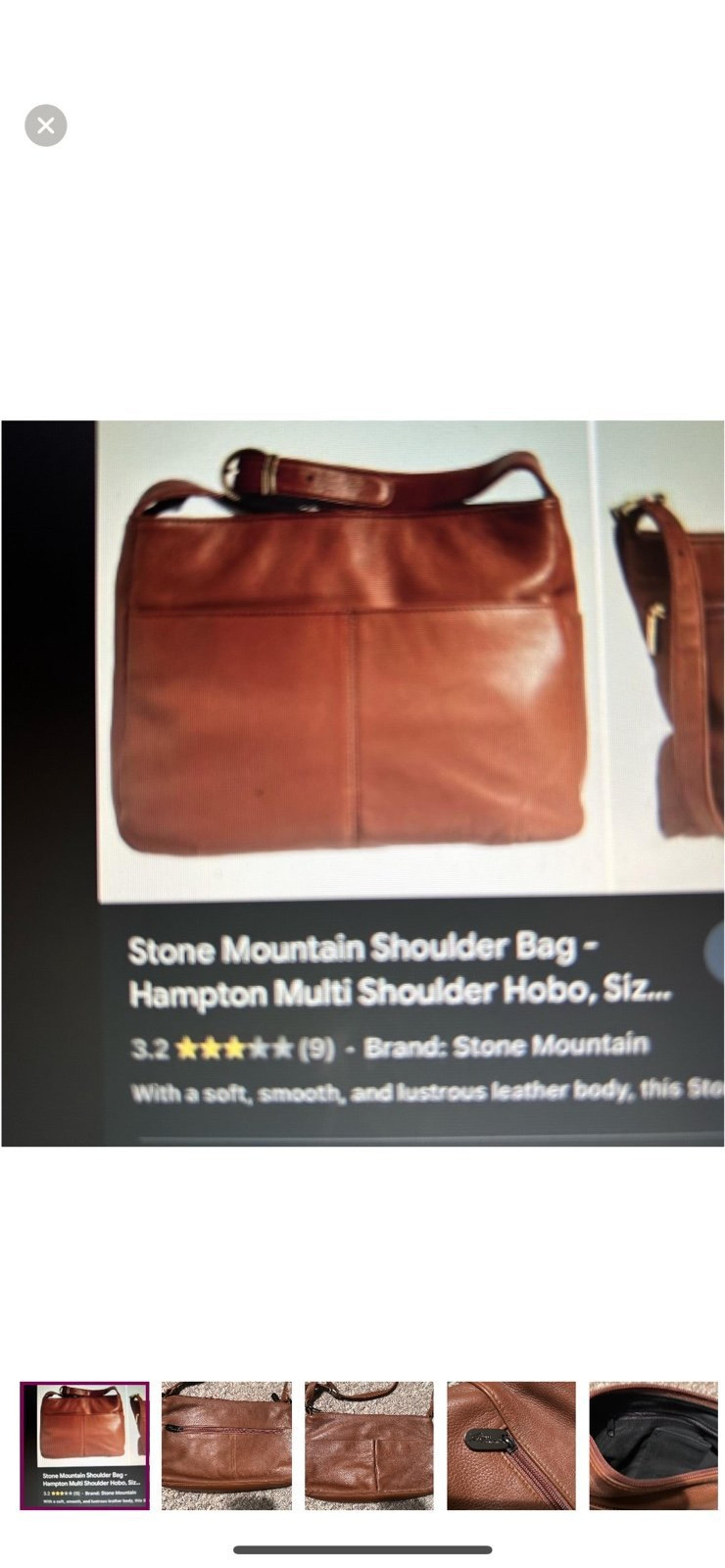Stone Mountain Hampton pebbled hobo brown leather bag/purse