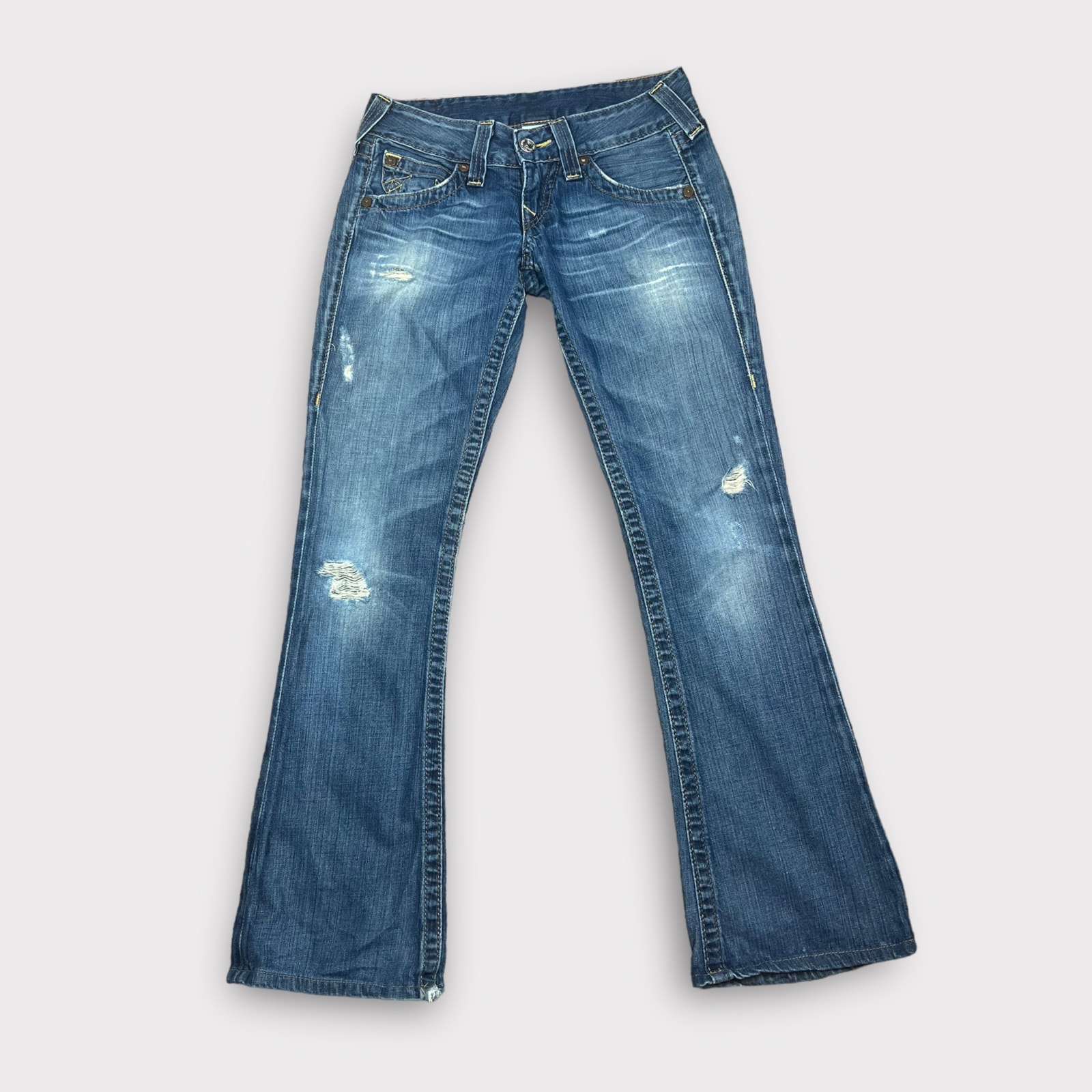 True Religion Bobby Bootcut Vintage Y2K Jeans | Women Medium Wash | Distressed
