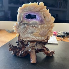 Agate and Amethyst dragon with stand-A516